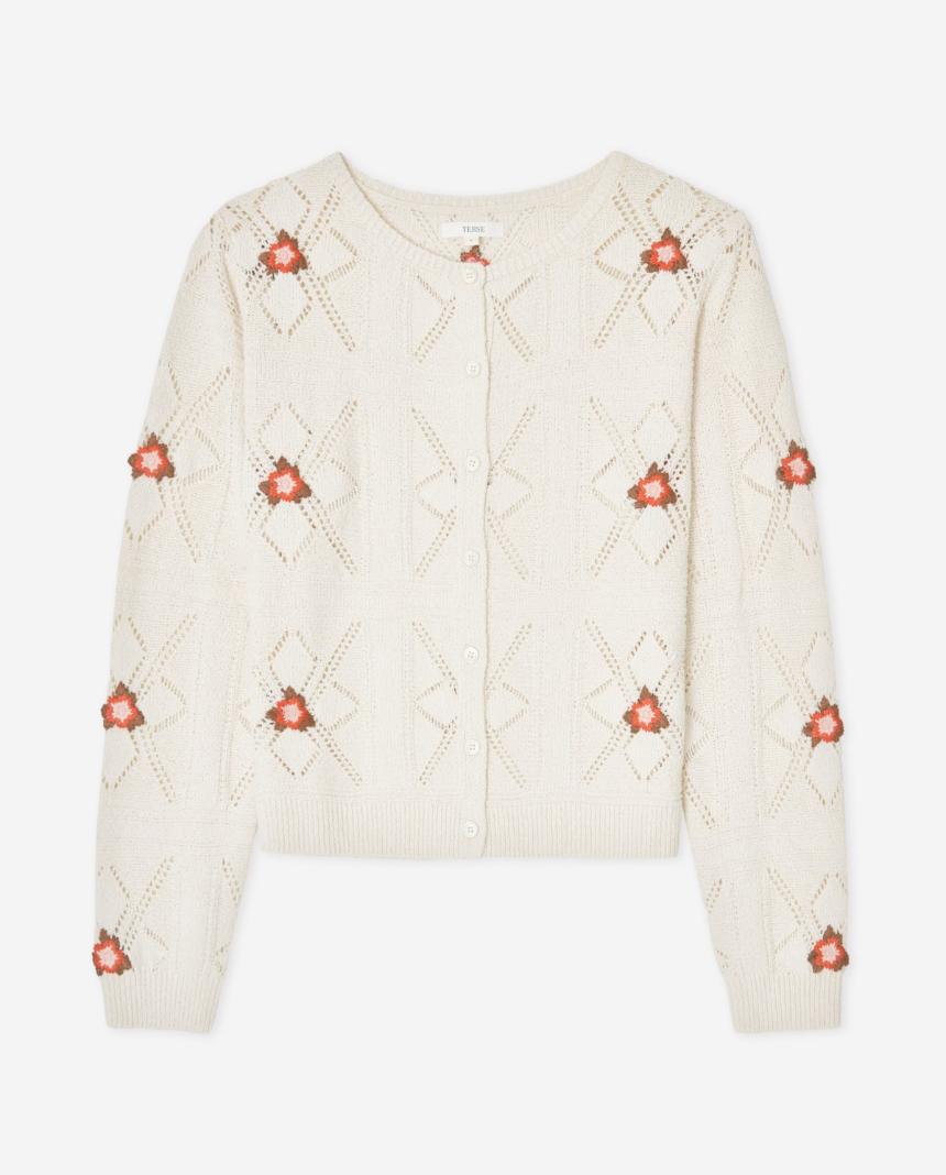 Cárdigan calado bordado floral