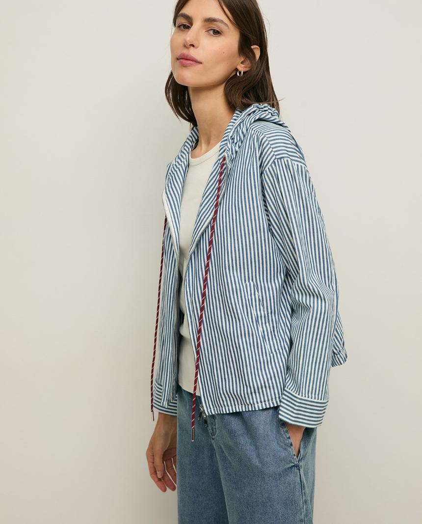 Chaqueta capucha rayas