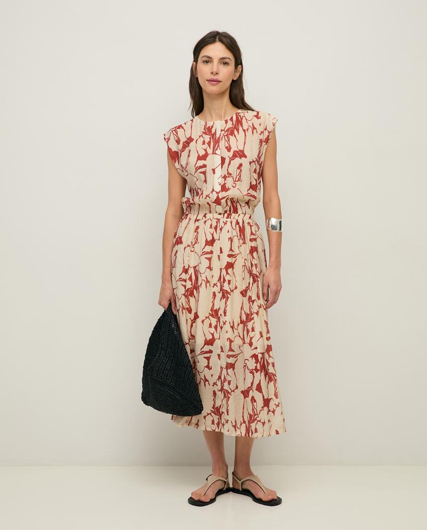 Vestido gasa fluido estampado