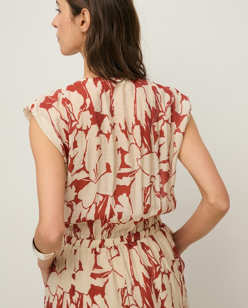 Vestido gasa fluido estampado