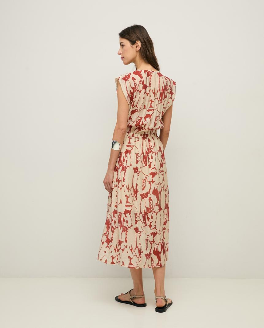 Vestido gasa fluido estampado