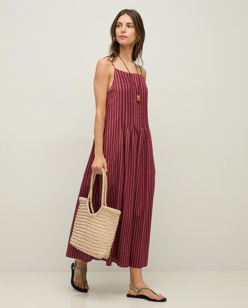 Vestido midi tirantes rayas
