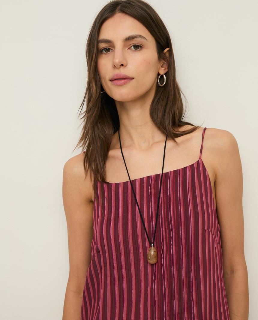 Vestido midi tirantes rayas