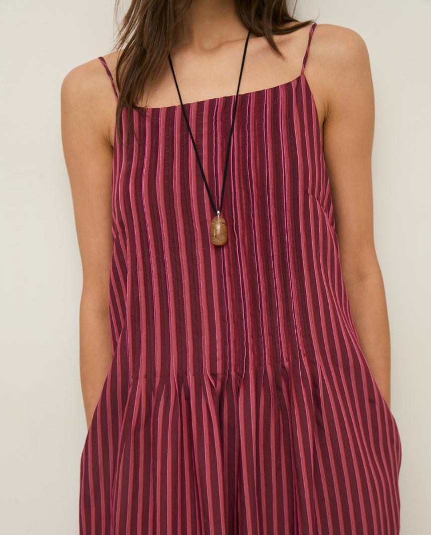 Vestido midi tirantes rayas
