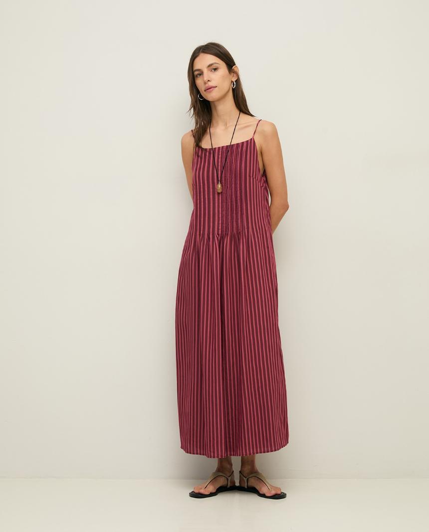 Vestido midi tirantes rayas