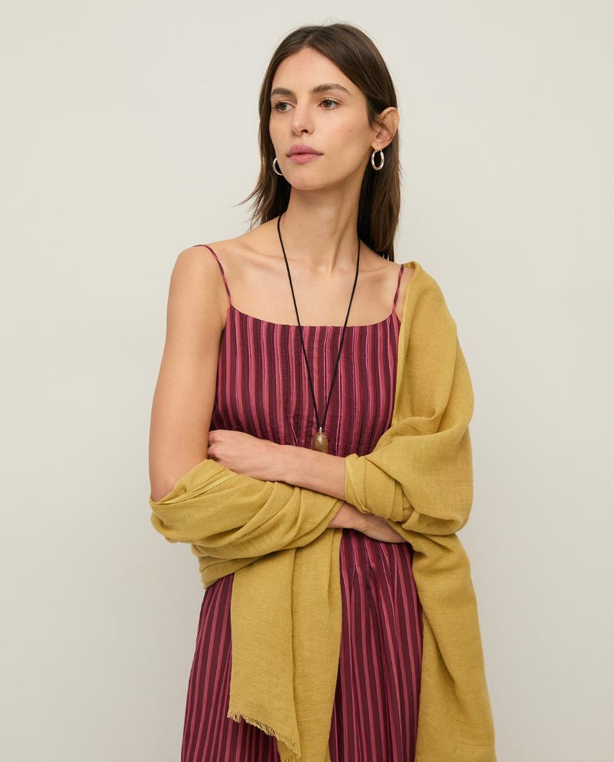 Vestido midi tirantes rayas