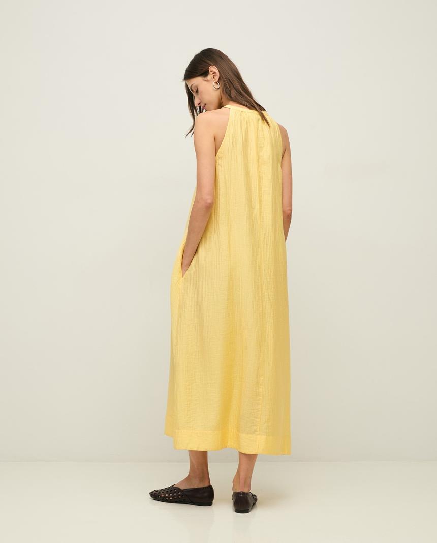 Vestido largo fluido detalle fruncido
