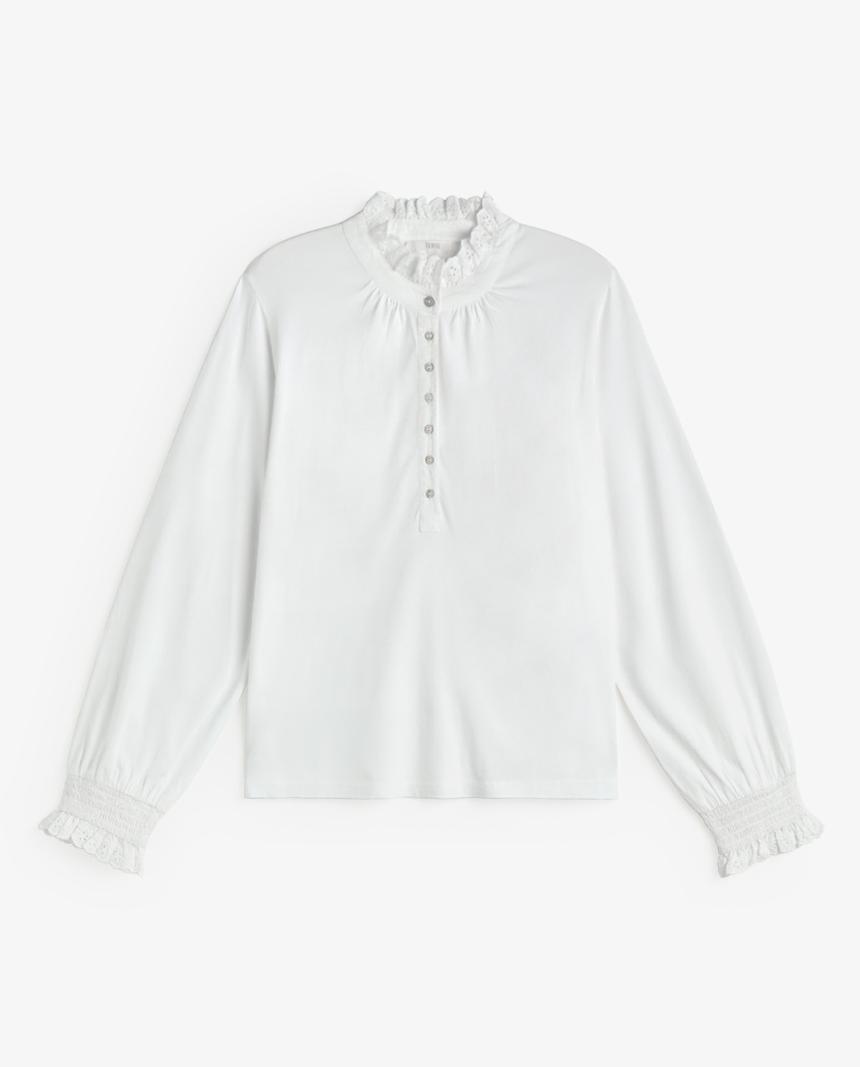 Camisa romántica blanca en algodón