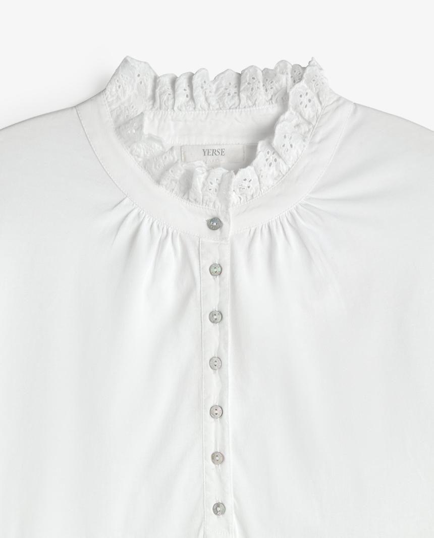 Camisa romántica blanca en algodón