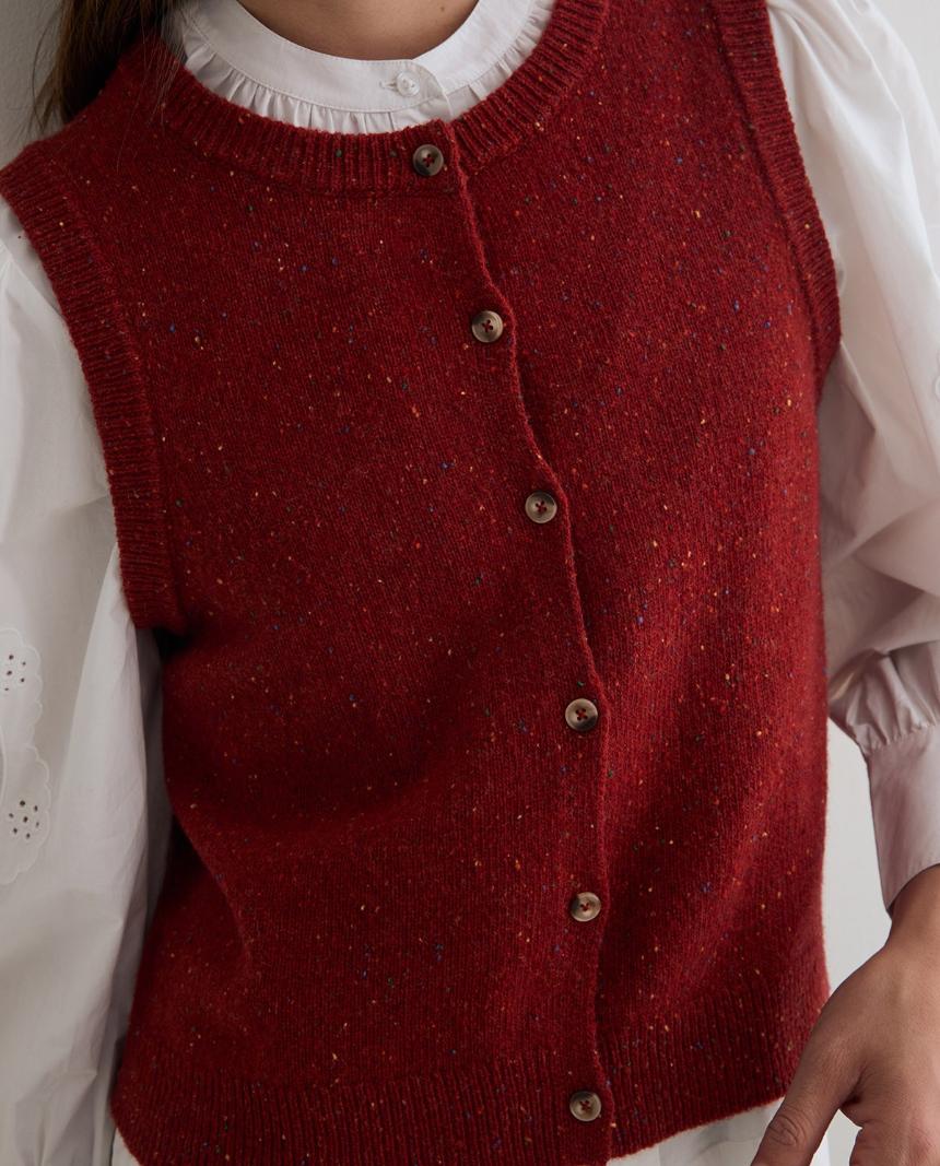 Chaleco tweed lana rojo
