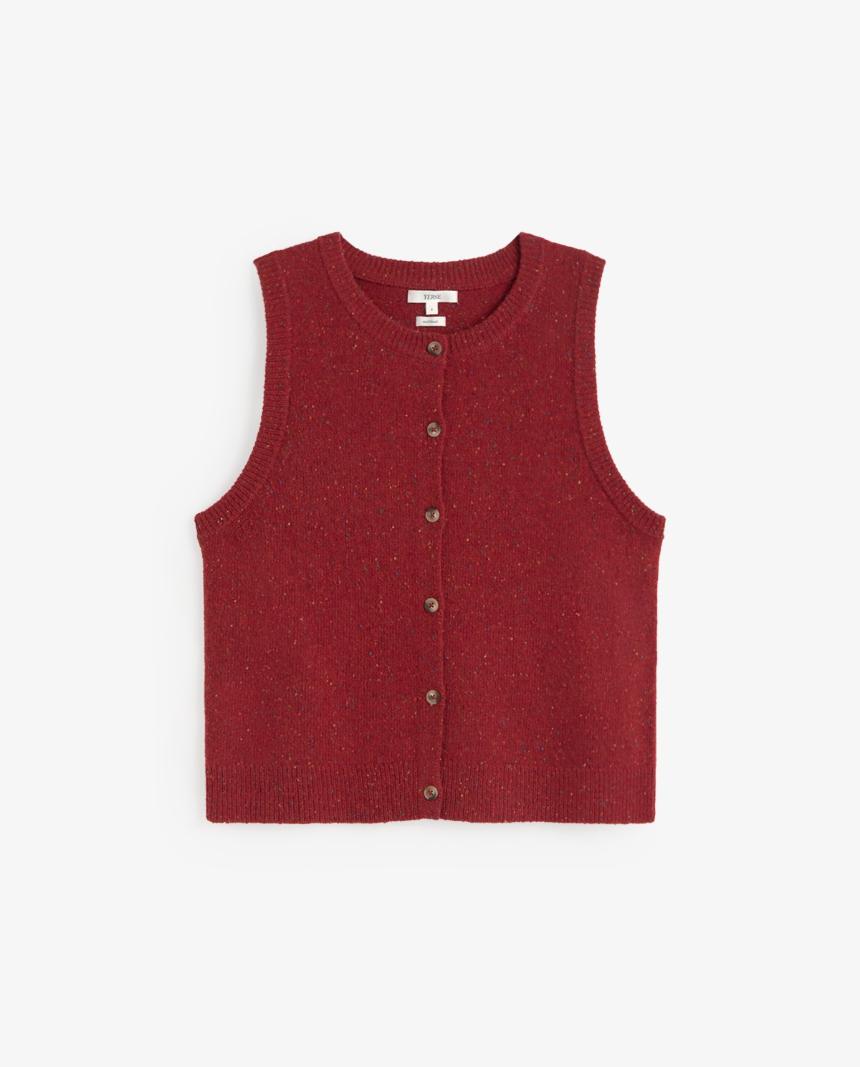 Chaleco tweed lana rojo