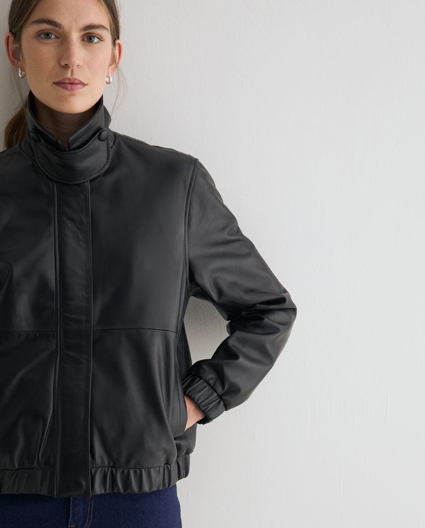 Cazadora de piel bomber