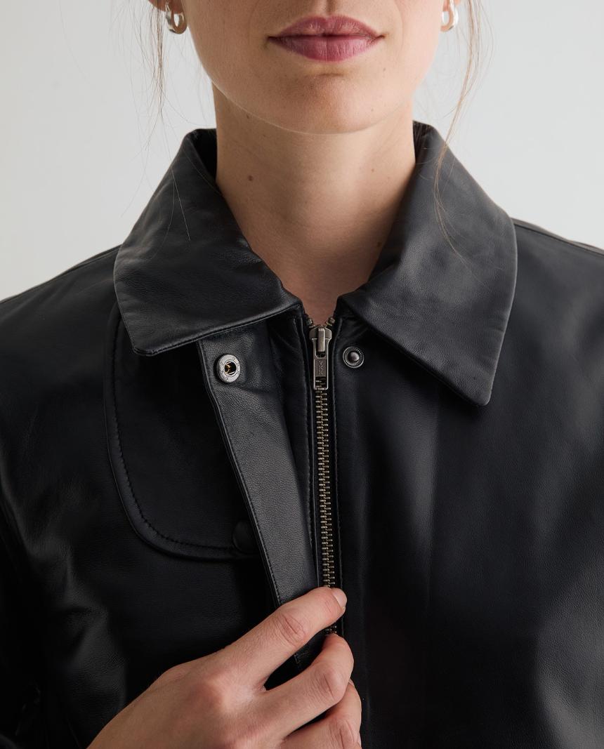 Cazadora de piel bomber
