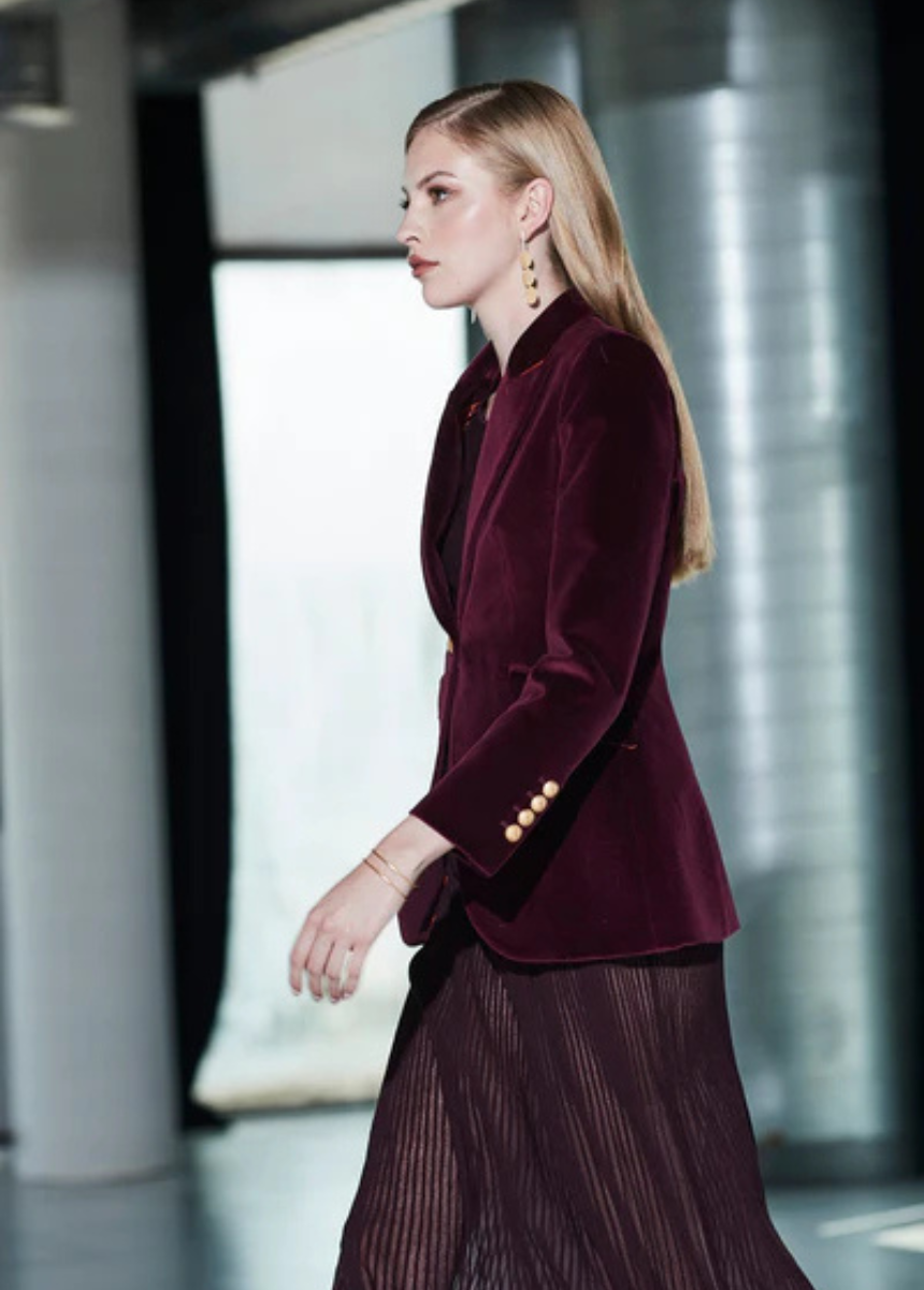 Blazer de tercipelo Merlot