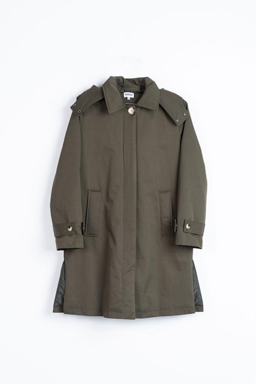 Gabardina acolchada kaki con capucha desmontable