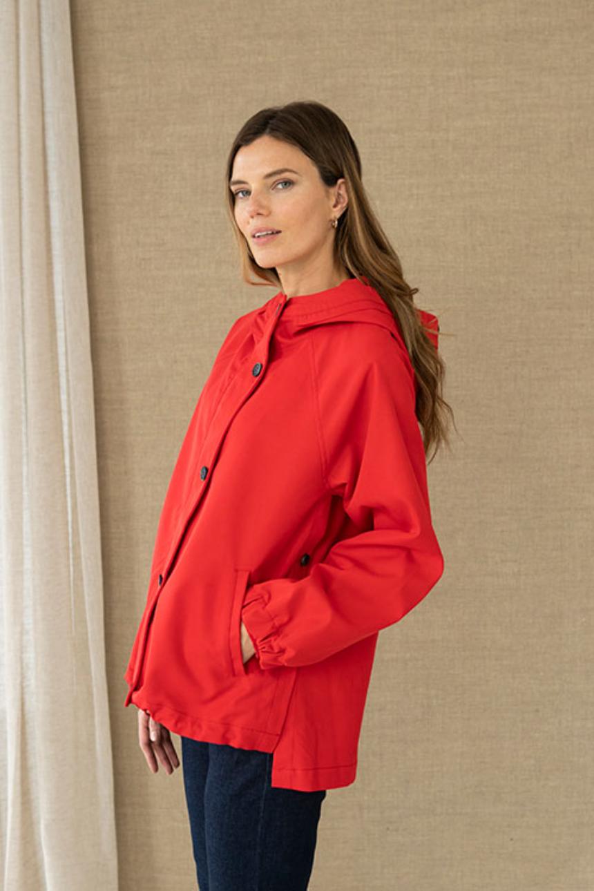 Parka roja capucha