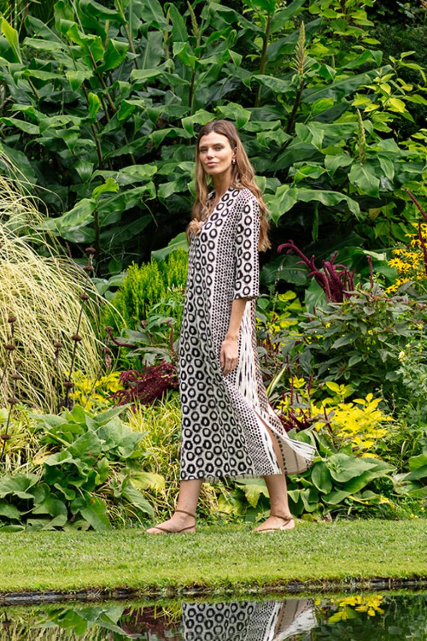 Vestido largo estampado geométrico