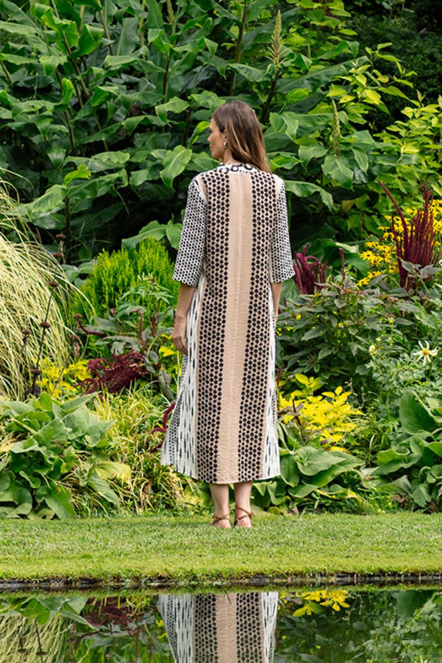 Vestido largo estampado geométrico