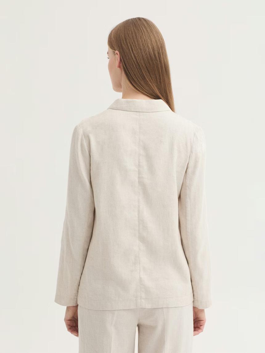 Blazer de lino y algodón en jacquard espiga