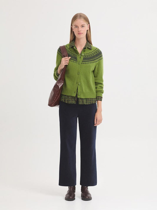 Chaqueta jacquard greca en lana