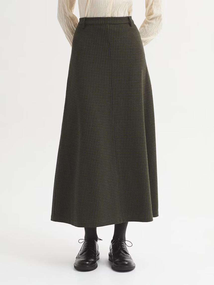 Falda larga jacquard pata de gallo