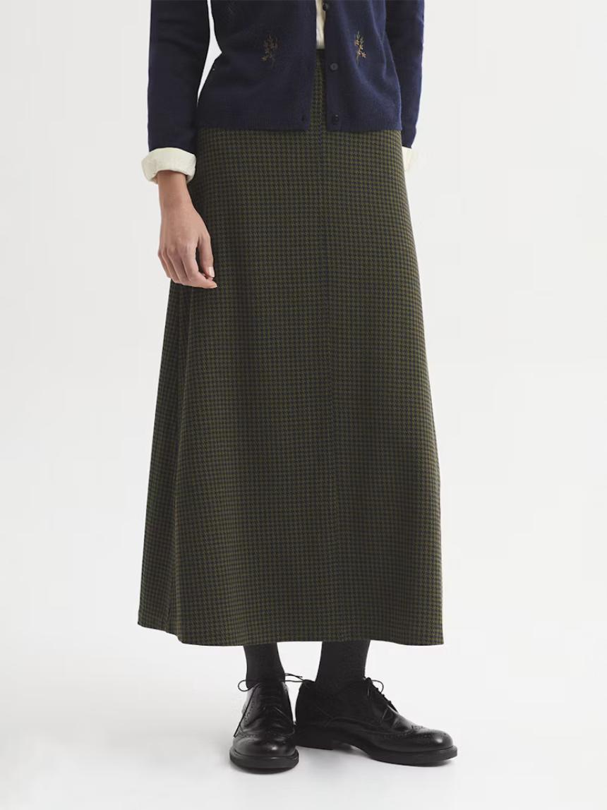 Falda larga jacquard pata de gallo
