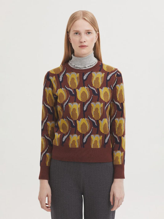 Jersey jacquard tulipanes