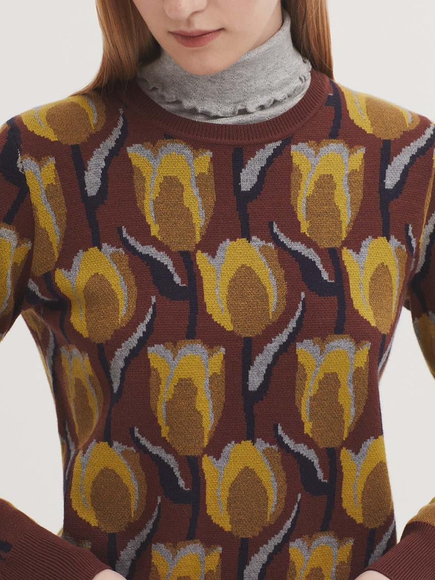 Jersey jacquard tulipanes