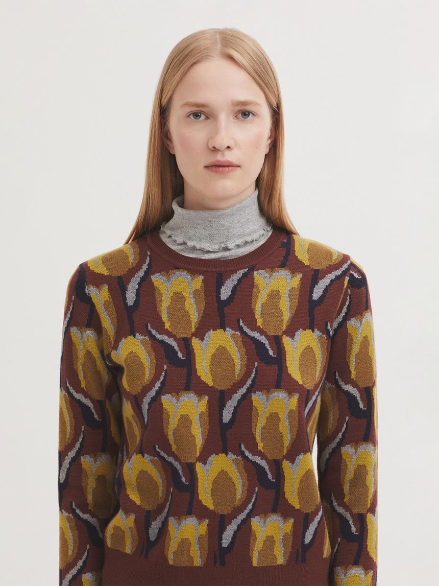 Jersey jacquard tulipanes