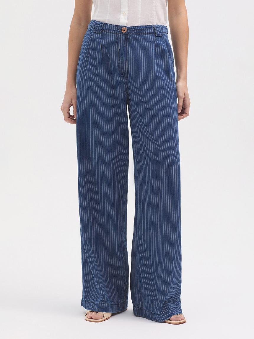 Pantalón pinzas vaquero rayas