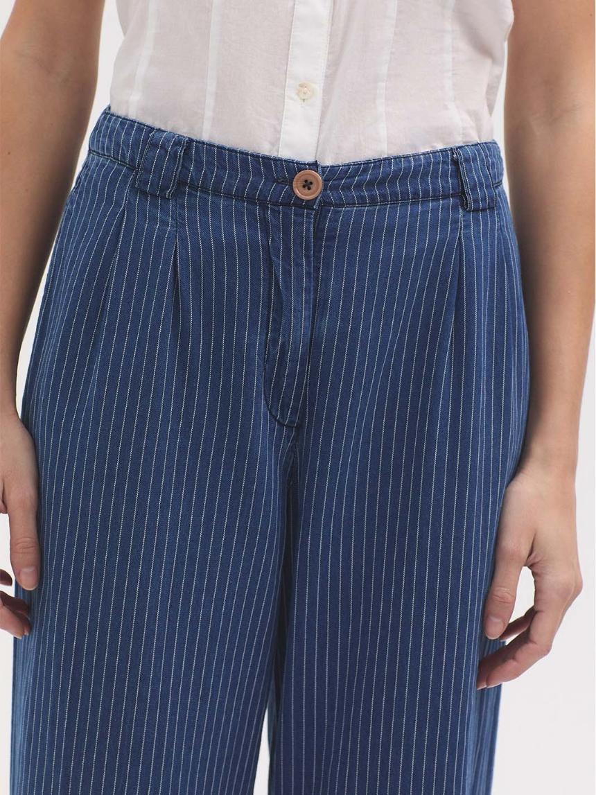 Pantalón pinzas vaquero rayas