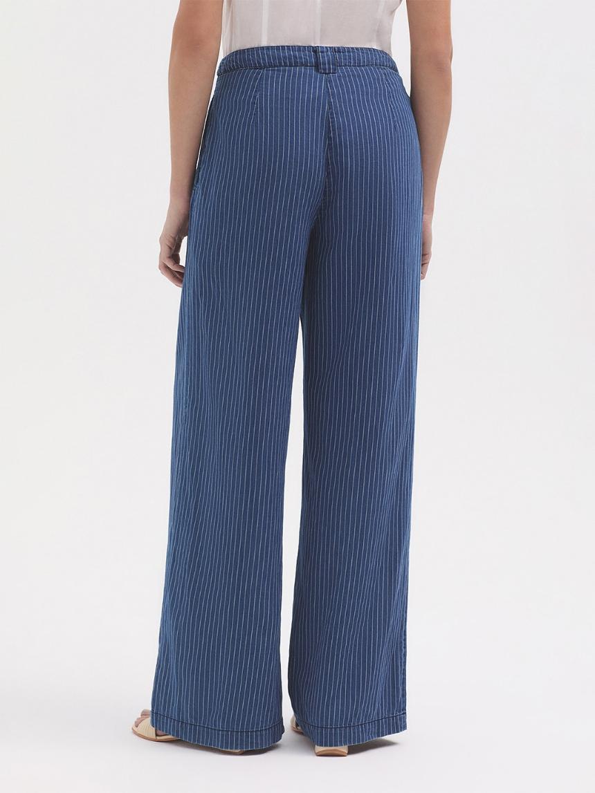 Pantalón pinzas vaquero rayas