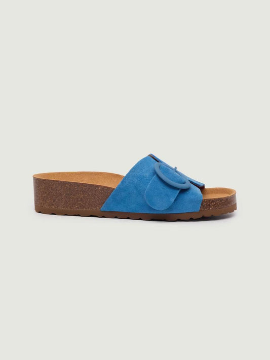 Sandalias bio cuña con pala en serraje