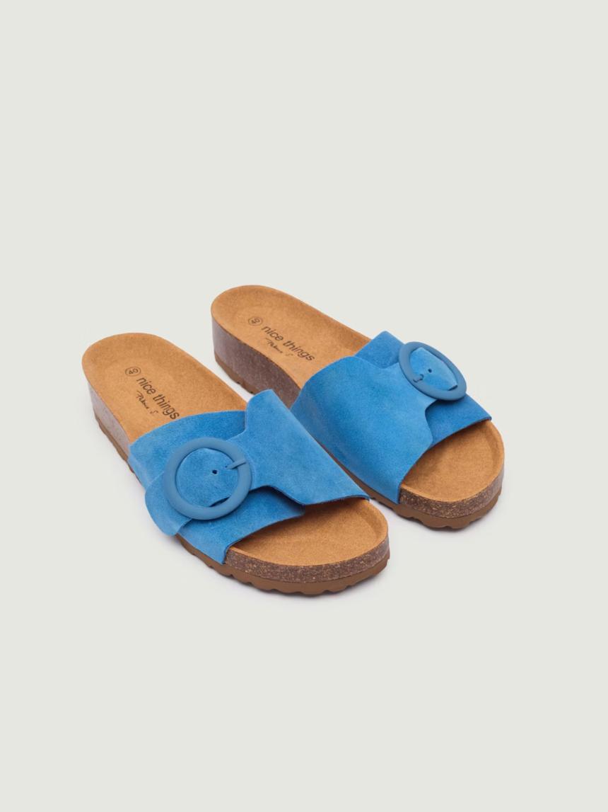 Sandalias bio cuña con pala en serraje