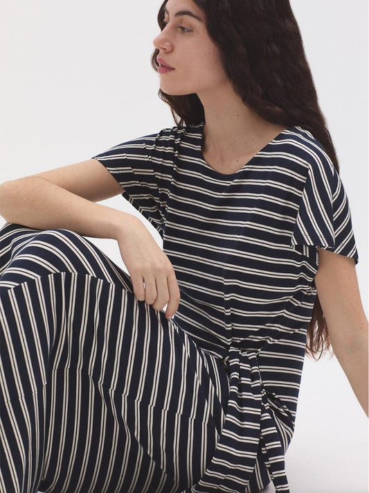 Vestido midi rayas detalle nudo