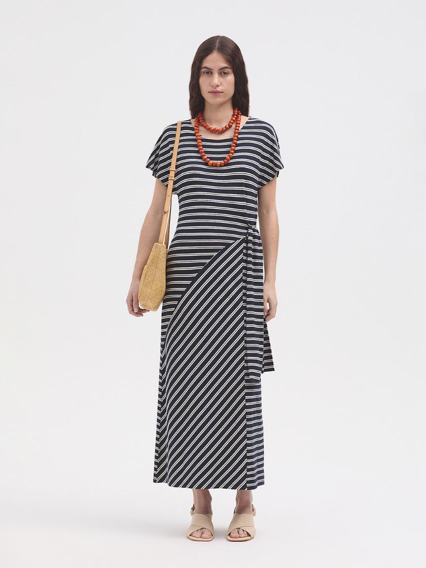 Vestido midi rayas detalle nudo