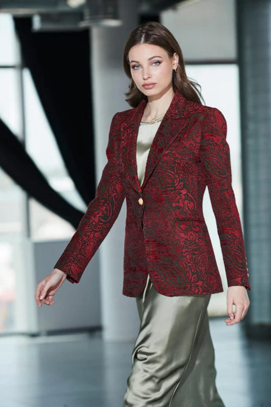 Blazer Jacquard Merlot Scotland Flower