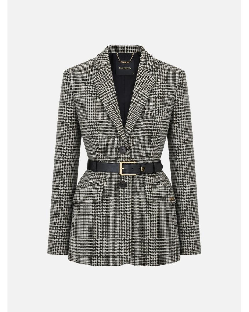 Blazer cuadros con cinturón