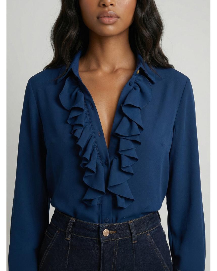 Blusa lisa con volantes