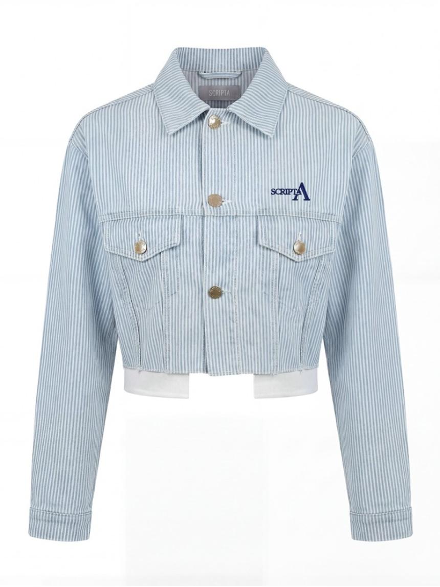Chaqueta corta con raya y logo SCRIPTA