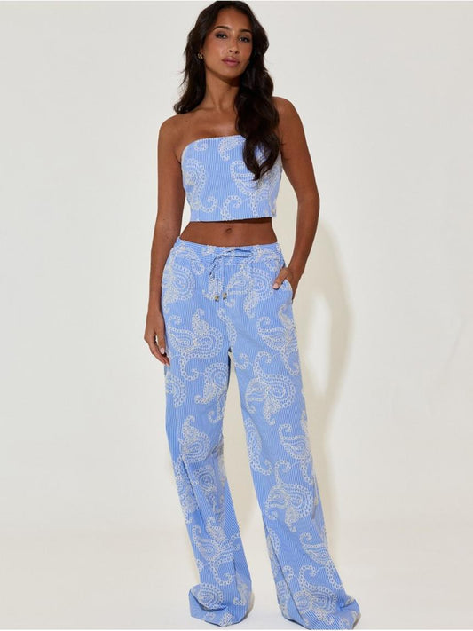 Pantalones con cintura elástica bordados
