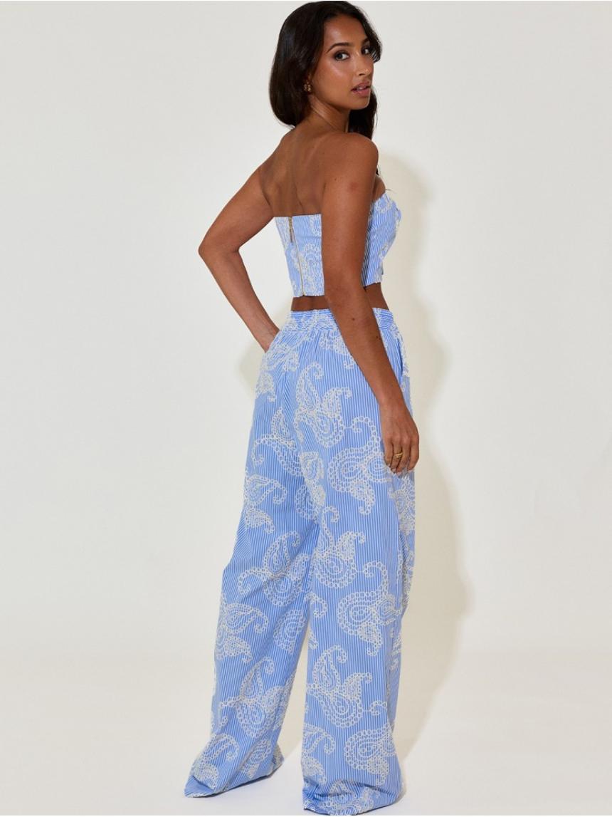 Pantalones con cintura elástica bordados