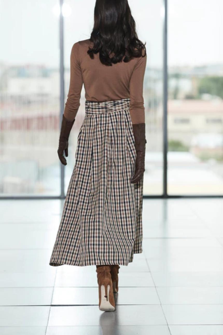 Falda midi cuadro vichi Tomasina
