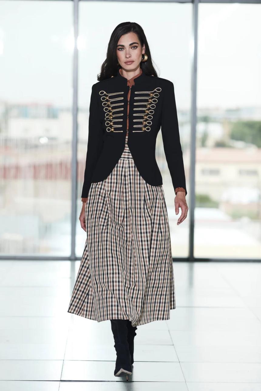 Falda midi cuadro vichi Tomasina