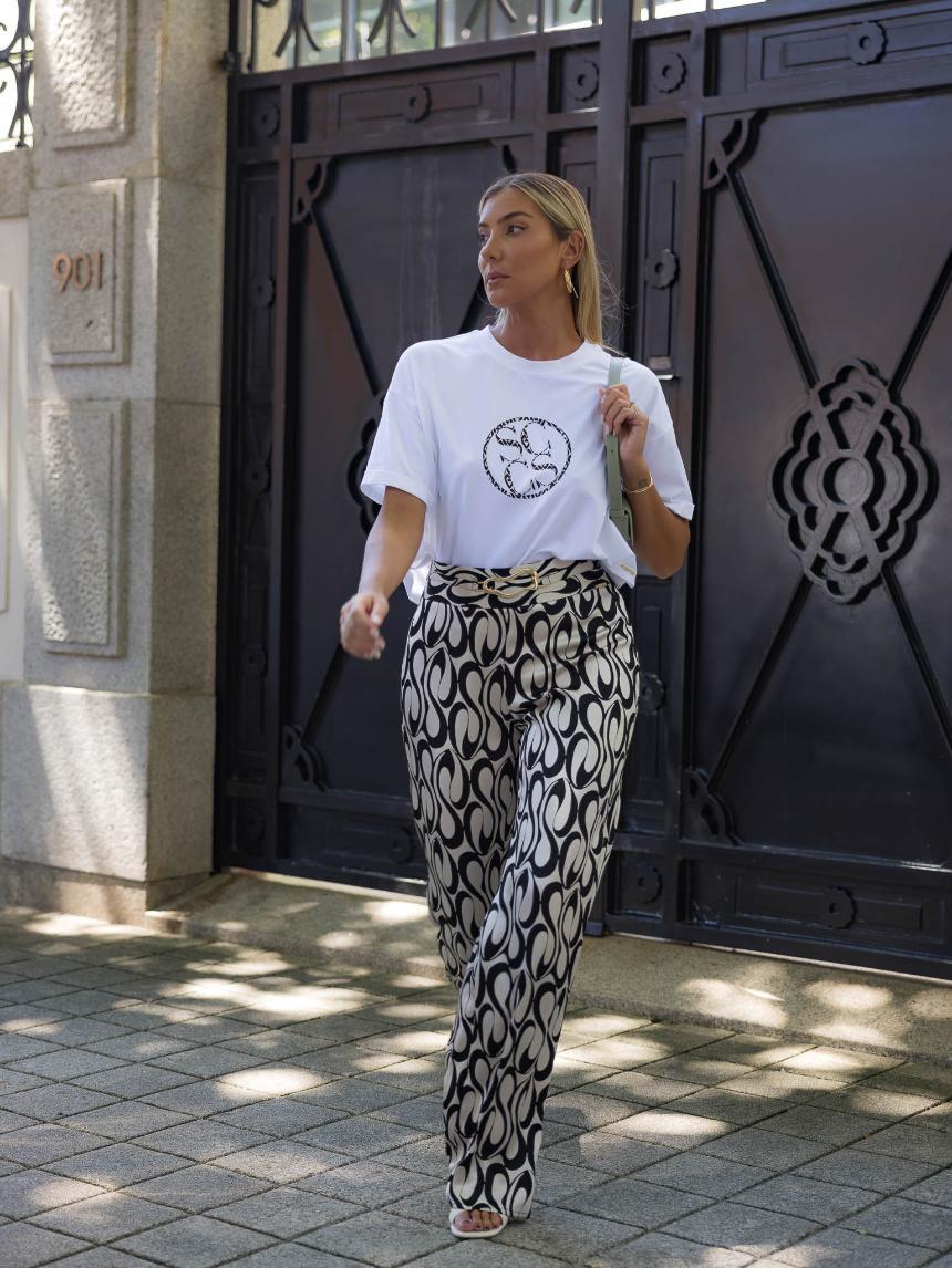 Pantalón estampado seda