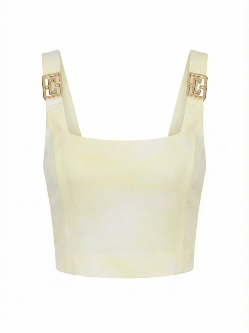 Crop top tie-dye con detalle metalizado