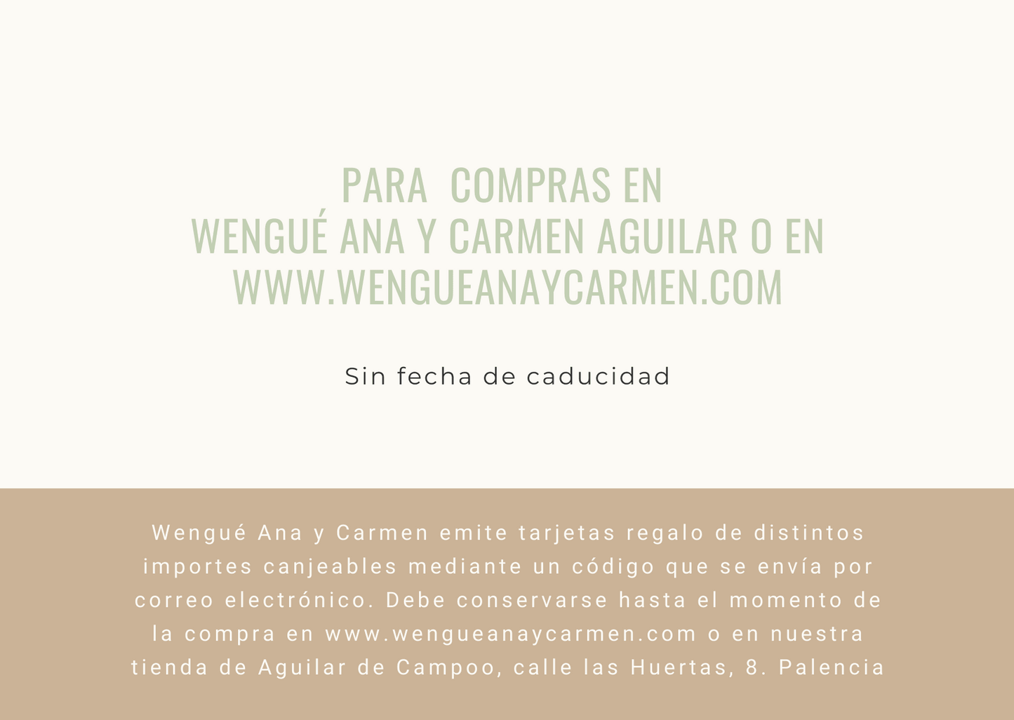 Tarjeta de regalo Wengué Ana y Carmen - Wengué Ana y Carmen - Tarjeta de regalo - Wengué Ana y Carmen 