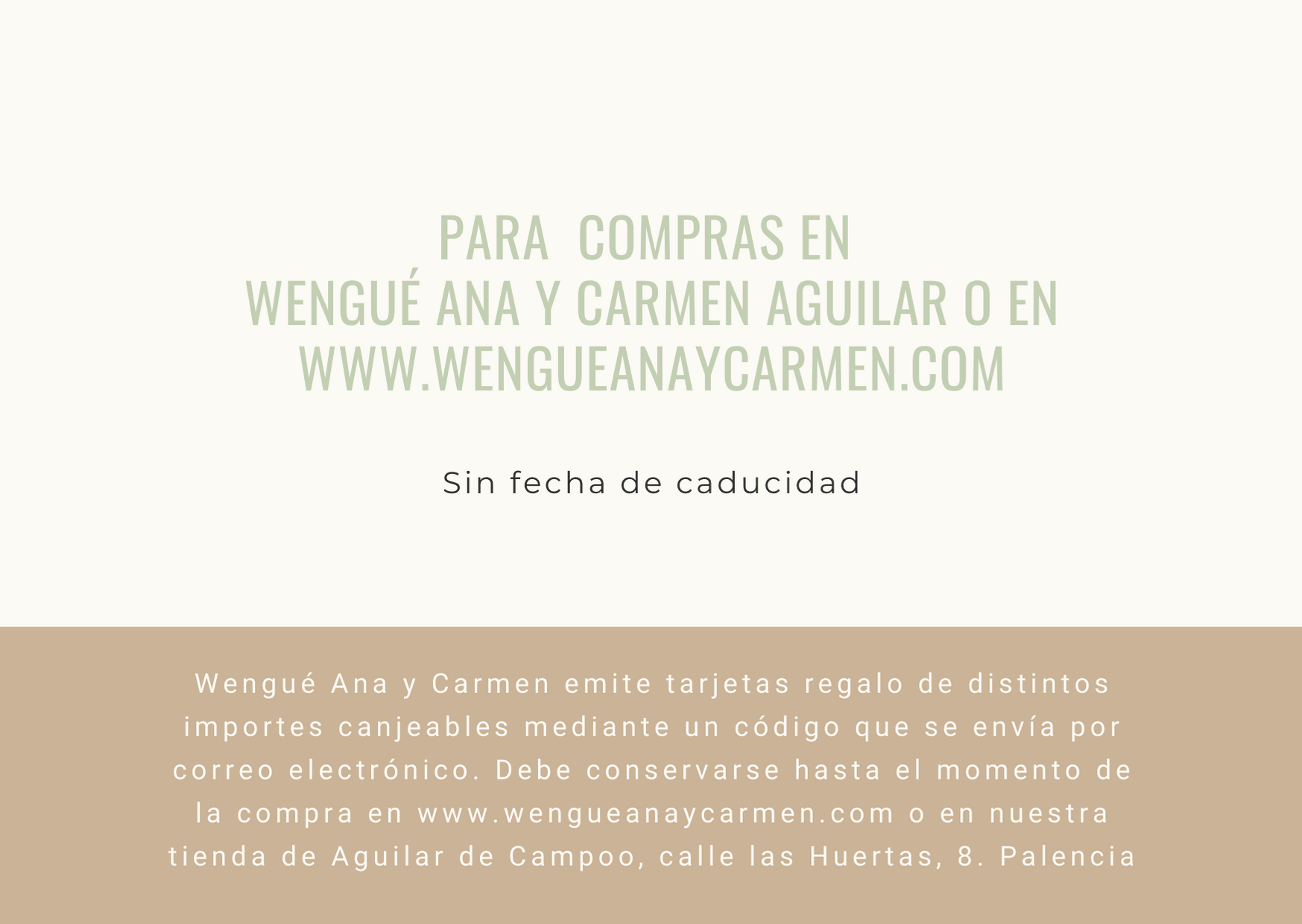 Tarjeta de regalo Wengué Ana y Carmen - Wengué Ana y Carmen - Tarjeta de regalo - Wengué Ana y Carmen 
